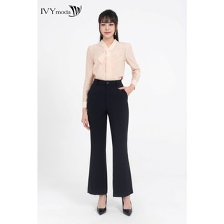 Áo lụa cổ xếp chéo nữ IVY moda MS 17M8167