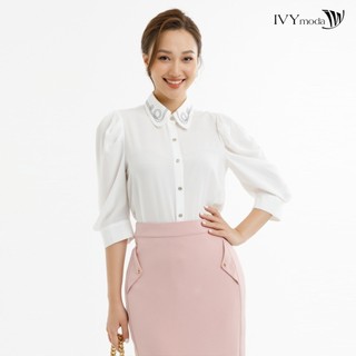 Áo sơ mi lụa nữ ivy moda ms 16m7579