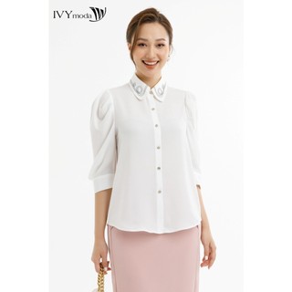 Áo sơ mi lụa nữ IVY moda MS 16M7579