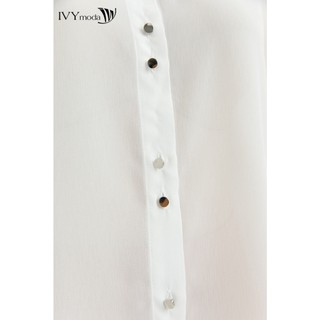 Áo lụa cổ cao phối nơ nữ IVY moda MS 16M7522