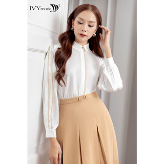 Áo sơ mi lụa may viền nổi nữ ivy moda ms 17m8125