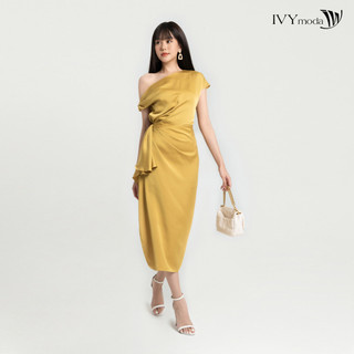 Đầm lụa lệch vai nữ ivy moda ms 48m7992