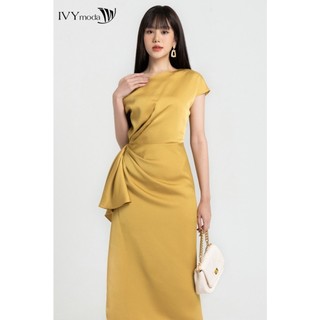 Đầm lụa lệch vai nữ IVY moda MS 48M7992