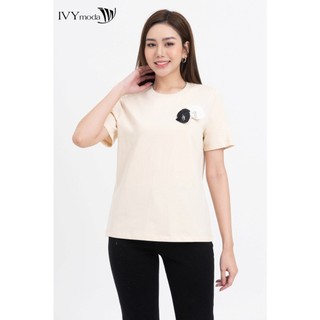 Áo thun nữ đính hoa ivy moda ms 57m7761