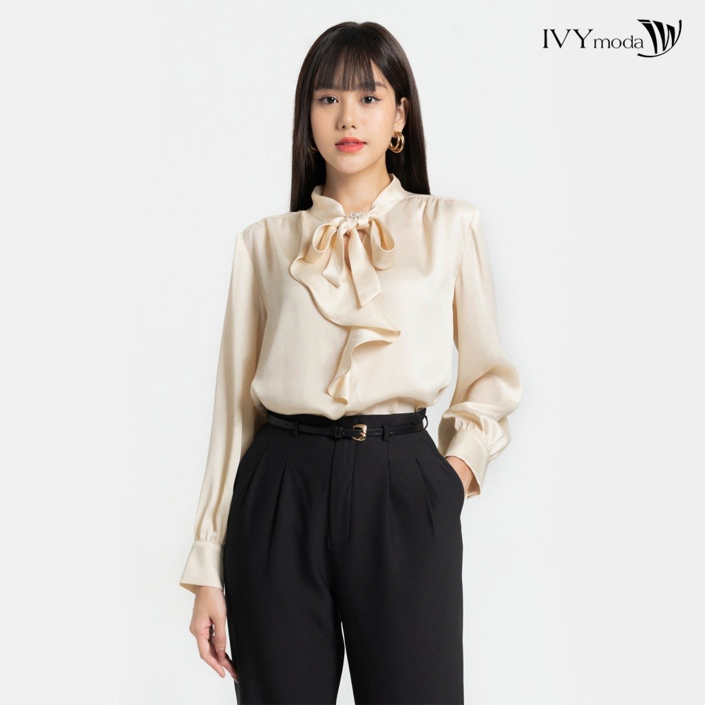 Áo lụa nữ phối bèo IVY moda MS 17M7972
