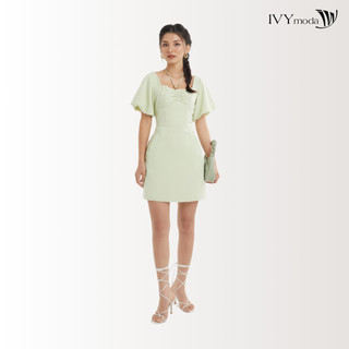 Đầm 2 lớp nữ tay phồng ivy moda ms 48b9404