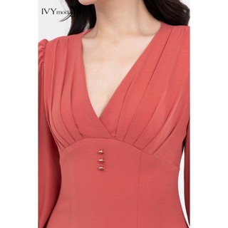 Đầm lụa nữ xếp ly ngực IVY moda MS 48T0217