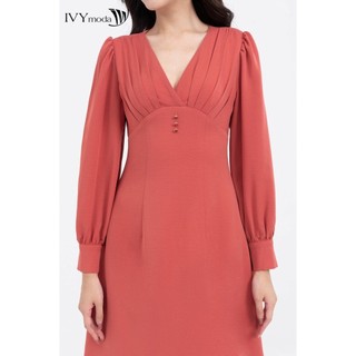Đầm lụa nữ xếp ly ngực IVY moda MS 48T0217