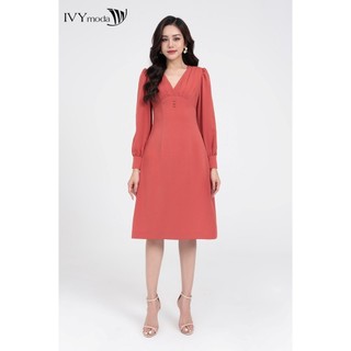 Đầm lụa nữ xếp ly ngực IVY moda MS 48T0217