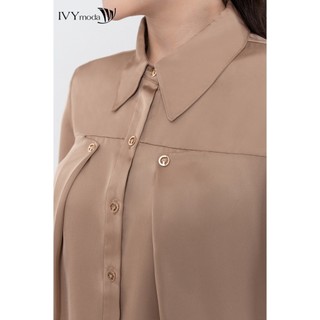 Áo sơ mi lụa xếp ly nữ IVY moda MS 17M7974
