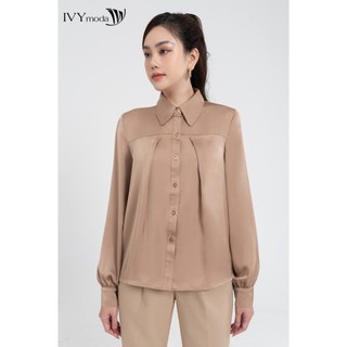 Áo sơ mi lụa xếp ly nữ IVY moda MS 17M7974