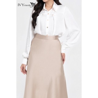 Áo sơ mi lụa xếp ly nữ IVY moda MS 17M7974