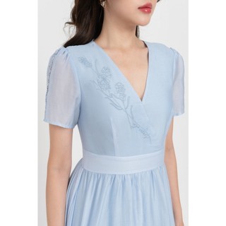 Đầm lụa xòe cổ V nữ IVY moda MS 48M6598