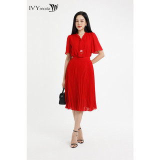 Đầm lụa nữ thêu hoa IVY moda MS 48M7505