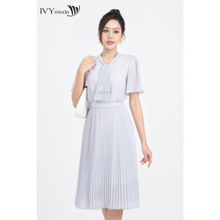 Đầm lụa nữ thêu hoa IVY moda MS 48M7505
