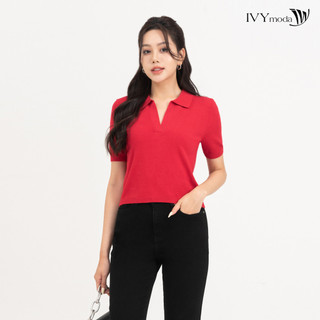 Áo polo len nữ dáng croptop ivy moda ms 57m7803