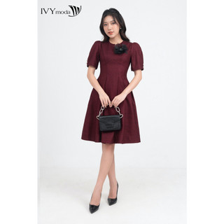 Đầm tweed nữ đính hoa nổi ivy moda ms 48m7945