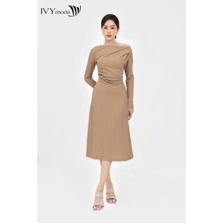 Đầm thun nhúm vai nữ ivy moda ms 42m7984