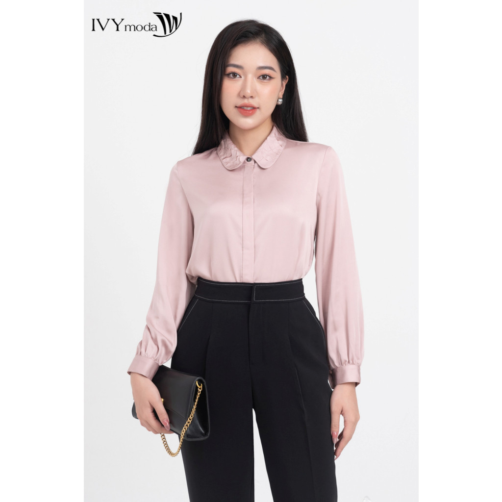 Áo sơ mi nữ cổ sen IVY moda MS 17M7757