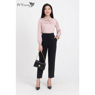 Áo sơ mi nữ cổ sen IVY moda MS 17M7757
