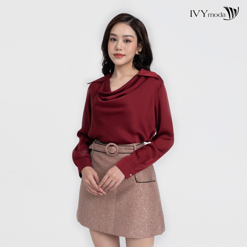 Áo lụa cổ đổ nữ IVY moda MS 17M7985