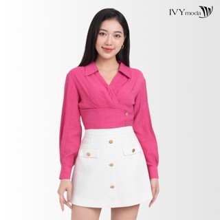 Áo sơ mi lụa khuy kiểu nữ ivy moda ms 17m7923