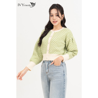 Áo khoác len caro nữ IVY moda MS 77M7802