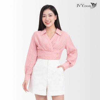 Áo sơ mi lụa khuy kiểu nữ IVY moda MS 17M7923