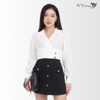 Áo sơ mi lụa khuy kiểu nữ IVY moda MS 17M7923