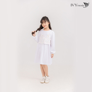 Đầm thun phối bé kiểu bé gái ivy moda ms 42g1651