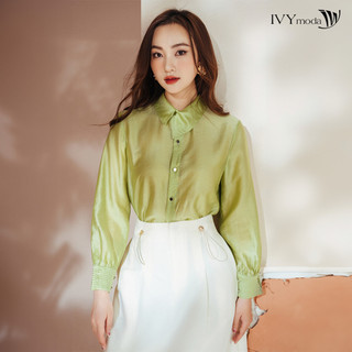 Áo sơ mi lụa cổ kiểu nữ ivy moda ms 17m8508