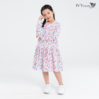 Đầm thun hạ eo dáng xòe bé gái ivy moda ms 42g1580