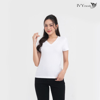 Áo thun nữ trơn cổ v ivy moda ms 57p0155
