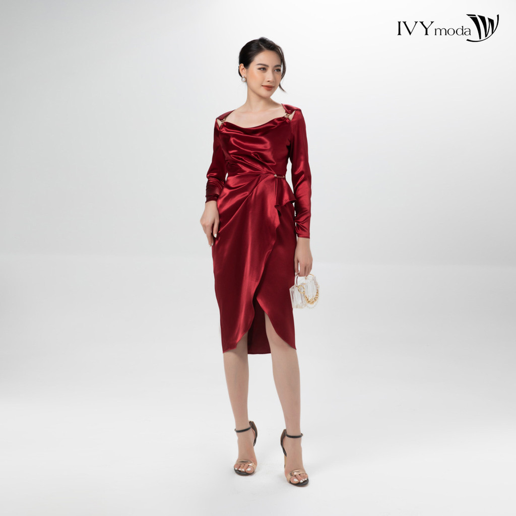 Đầm xếp cutout IVY moda MS 48B9143