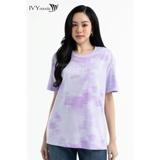 Áo thun nữ thêu chữ ivy moda ms 57m7547