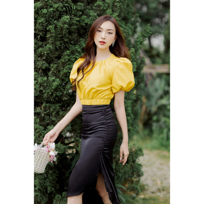 Áo croptop tay phồng nữ IVY moda MS 16M8329