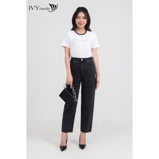 Quần Baggy Jeans cạp cao nữ IVY moda MS 25M7864