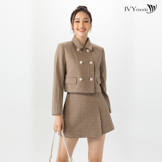Áo khoác dạ kẻ nữ IVY moda MS 70M7094
