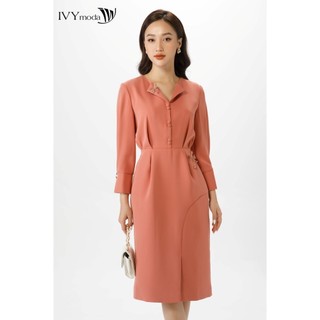 Đầm ôm phối nút ivy moda ms 48m6960
