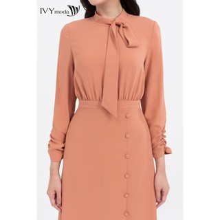 [ OUTLET KHÔNG ĐỔI TRẢ ] Đầm lụa maxi cổ nơ nữ IVY moda MS 48M7957