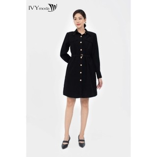Đầm sơ mi nhung cut-out nữ ivy moda ms 48m8003