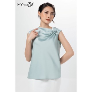 Áo sơ mi nữ cổ lệch IVY moda MS 15M7248