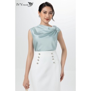 Áo sơ mi nữ cổ lệch IVY moda MS 15M7248