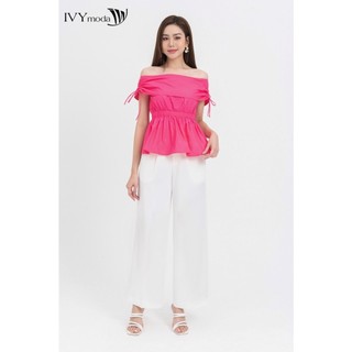 Quần dài ống đứng phối đai lệch nữ ivy moda ms 22m8330