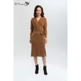 Đầm len lông cừu cao cấp cổ v ivy moda ms 42b7967