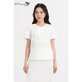 Áo kiểu tencel phối khuy kim loại nữ ivy moda ms 16m8294