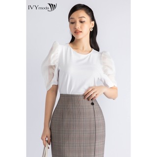Áo thun nữ tay phối lưới ivy moda ms 57t0100
