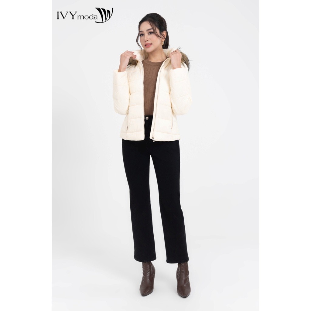 [ OUTLET KHÔNG ĐỔI TRẢ ] Áo khoác phao nữ cổ mũ viền lông form rộng IVY moda MS 70B9101 | BigBuy360 - bigbuy360.vn