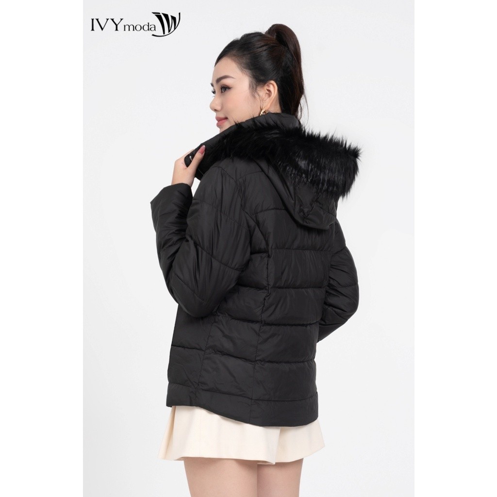 [ OUTLET KHÔNG ĐỔI TRẢ ] Áo khoác phao nữ cổ mũ viền lông form rộng IVY moda MS 70B9101 | BigBuy360 - bigbuy360.vn