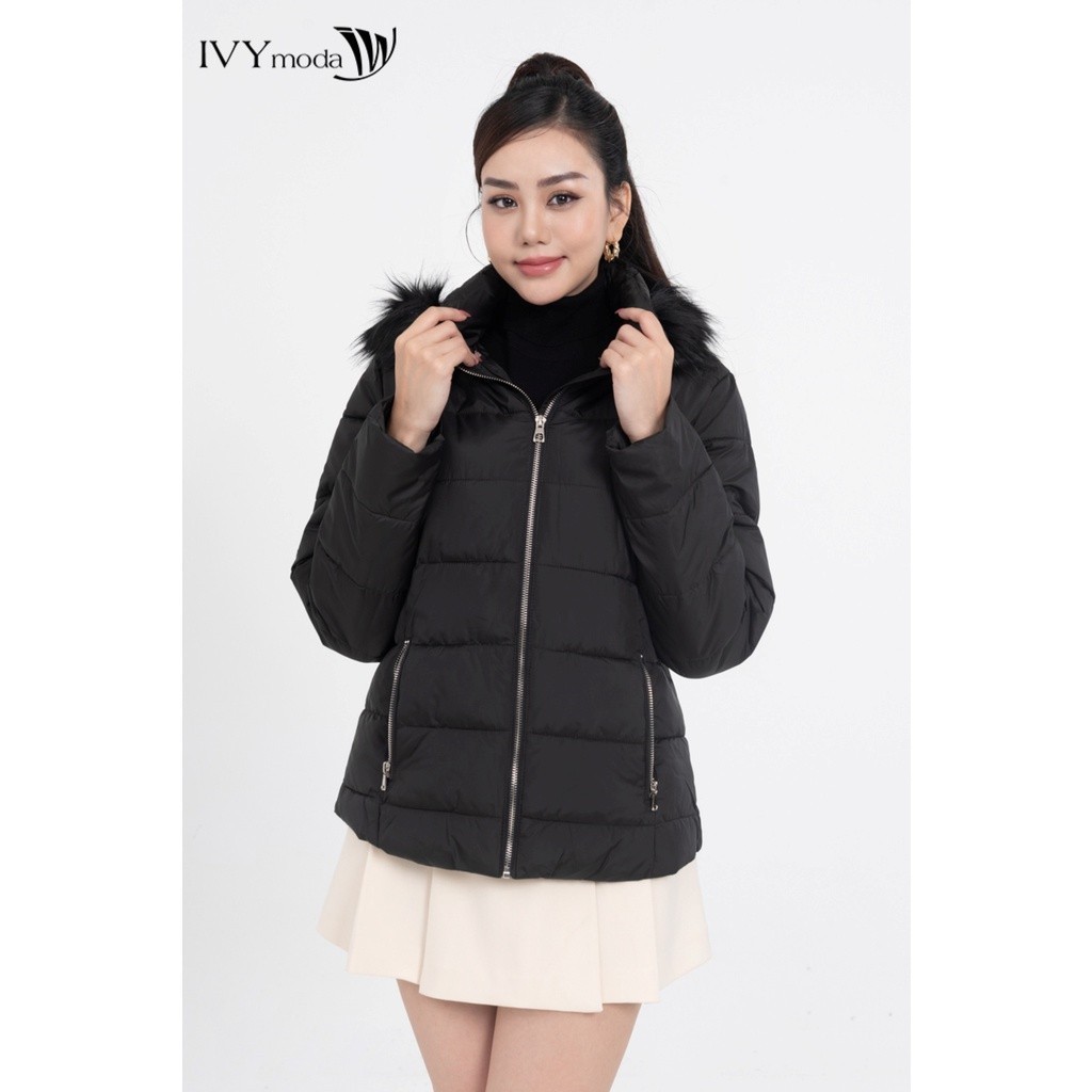 [ OUTLET KHÔNG ĐỔI TRẢ ] Áo khoác phao nữ cổ mũ viền lông form rộng IVY moda MS 70B9101 | BigBuy360 - bigbuy360.vn